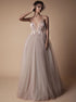 A Line Spaghetti Straps Tulle Prom Dresses with Appliques LBQ0253